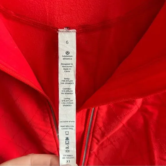 Lululemon Run Toasty Tech Pullover Love Red Size 6 1/4 Zip Running Jacket Shirt - Picture 7 of 15
